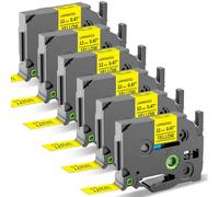 MarkField 6x Compatible con Brother P-touch TZe-631 12mm Cinta de etiqueta | TZ TZe-631 Negro sobre amarillo 12mm x 8m Cinta, para Ptouch PT-H105 H107 H108 H100R H75 H100LB H101C 1000 D200 E110 D400