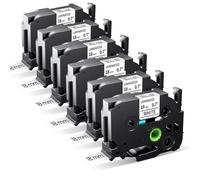 MarkField 6x TZe-241 Cinta 18 mm Compatible con Brother P Touch Negro sobre blanco TZ TZe241 18mm Cinta de etiqueta 0,7" Tape Cassette, para PT-P710BT P910BT, PT-D400 D410 D450, PT-2430