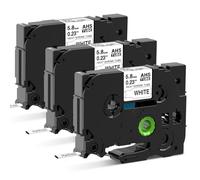 MarkField HSe-211 Cinta Tubo Termorretráctil HS HSe211 5.8mm Heat Shrink Tube Cintas de etiquetas Negro sobre Blanco Compatible con Brother P-touch PT-E100 E110 E300/VP E550W H300, 3 Pack