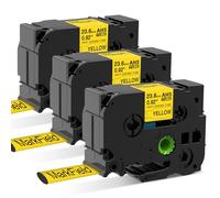 MarkField HSe-651 Cinta Tubo Termorretráctil HS HSe651 23.6mm Heat Shrink Tube Cinta de etiqueta Negro sobre Amarillo Compatible con Brother P-touch PT-E500 E800W D600 P700BT P750WVP, 3 Pack