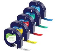 MarkField Nastro per Etichette Compatibile para Dymo LetraTag 12mm x4 m Plastica Nastri 91200 91202 91203 91204 91205 per LT-110T LT-100H QX 50 XR XM 200B Plus