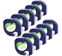 MarkField Papel Cintas de Etiquetas Compatible con Dymo Letratag Paper Recambios 91200 S0721510 12mm x 4m Etiquetadoras LT-100H LT-100T LT-110T QX50 XR XM 2000 Plus, Negro sobre Blanco