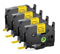 MarkField TZe-631 Amarillo Cintas de Etiquetas Compatible con Brother P-touch TZe631 Negro sobre Amarillo 12mm, para PT-H110 H107 H105 H100LB H100R D210 D410 1000 1010 1080 1280, 4 Pack