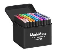 MarkMuse Rotuladors Alcohol 100 Colores, Doble Punta Marcadores Alcohol, Impermeabile Secado Rápido Permanent Artísticos para Niños Adultos Artistas Estudiantes, Ideales para Dibujar Cómics Garabatos