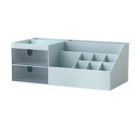 Marknor Organizador de maquillaje de tocador, organizador de almacenamiento de cosméticos, mini almacenamiento de escritorio para suministros de oficina, mostrador de baño o tocador, color azul