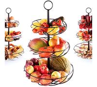 Marks & Rivers Frutero 3 Pisos - Super estable y elegante - Cesta Fruta de 3 niveles para almacenamiento y orden en la cocina - Canastas de Alambre de metal Frutero negro