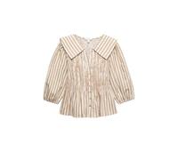 Marks & Spencer Blusa Fruncida de Lunares Rica en Lino para Mujer, Entallada, Bajo Peplum, Manga Corta