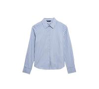 Marks & Spencer Camisa Ajustada de Rayas de algodón Mezcla De Azul Mujeres UK 16 (EU 44)