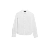Marks & Spencer Camisa de algodón con Cuello Ajustada Blanco Mujeres UK 24 (EU 52)