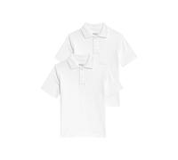 Marks & Spencer Pack de 2 Polos Escolares Unisex fáciles de Poner (3-18 años) Blanco Niños Unisex 8-9 años