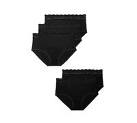 Marks & Spencer Pack de 5 Braguitas Altas de Licra® de algodón y Encaje Negro Mujeres UK 14 (EU 42)