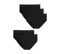 Marks & Spencer Pack de 5 Braguitas Culotte de Tiro Alto en Licra® de algodón y Encaje Negro Mujeres UK 16 (EU 44)