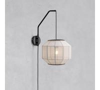 Markslöjd Aplique de pared Asuka, Ø 27 cm, color beige/negro, tela/metal