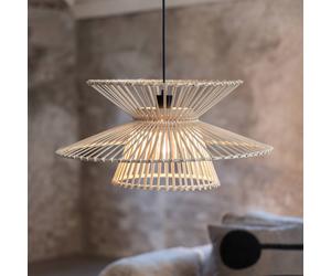 Markslöjd Lámpara colgante Duplici, enchufe, natural, bambú, Ø 57 cm