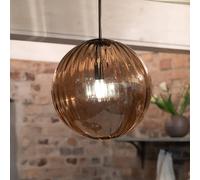 Markslöjd Lámpara colgante Fengari, enchufe, ámbar, cristal, Ø 35 cm