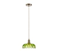 Markslöjd Lámpara colgante Kurage, latón antiguo/verde, cristal, Ø 26 cm, E27
