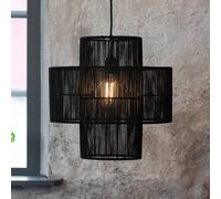 Markslöjd Lámpara colgante Soga, enchufe, negro, yute, Ø 40 cm