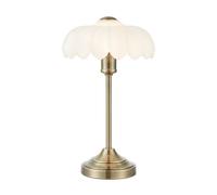 Markslöjd Lámpara de mesa Kurage, latón antiguo/blanco, cristal, altura 43 cm, E27