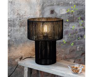 Markslöjd Lámpara de mesa Soga, negra, yute, altura 40 cm