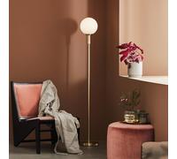 Markslöjd Lámpara de pie Minna, latón, cristal, hierro, altura 145 cm