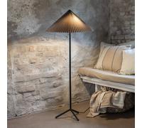 Markslöjd Lámpara de pie Plisado, gris, hierro/tejido, altura 140 cm