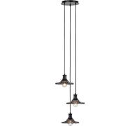 Markslöjd Lámpara colgante Novia, negra, cristal ahumado, 3 luces, Ø 22 cm
