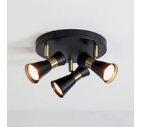 Markslöjd Plafón Lámina, 3 luces, negro/latón