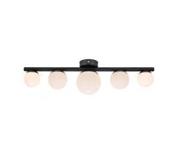 Markslöjd Plafón para baño Puro negro 5 luces vidrio