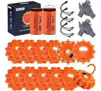 Markstor Paquete de 12 bengalas LED de carretera, kit de emergencia para coche, recargable por USB (batería de litio), luz de seguridad vial, 9 modos de flash, con imán y gancho de luz de advertencia
