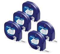 Markurlife Cinta de Etiquetas Compatible para Dymo Letratag Cinta Pltico 12mm x 4m 91201 S0721610 Negro sobre Blanco Recambio para Dymo LetraTag LT-100H LT-100T XR XM QX50 2000