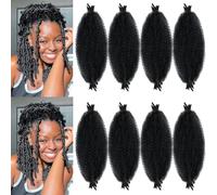 Marley Twist Braiding Hair 12 Inch Springy Afro Twist Hair 8 Packs Pre-Separated Braiding Hair Kinky Curly Twist for Women(8 Packs,1B#)
