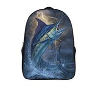 Marlín azul saltando de aguas oscuras- Rayo And Waves Mochila Niña Chicos Escolares Adolescentes Bolsa De Escuela Infantil 16 inch