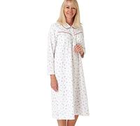 Marlon Candace - Camisón de algodón Cepillado con Cuello Peter Pan para Mujer, Nina Spice Red, 16-18