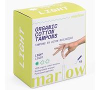 Marlow Tampones de fácil deslizamiento de algodón 100% orgánico con aplicador compacto | Envoltura biodegradable, aplicador a base de plantas | 18 unidades, sin fragancia, sin cloro, sin toxinas...