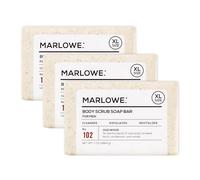 MARLOWE. No. 102 Men's Body Scrub Soap 7 oz (3 bars) | Earthy Oud Wood Scent | Best Exfoliating Bar for Men | Made with Natural Ingredients | Green Tea Extract | Updated Scent (3-Pack)