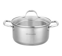Marmita Inoxidable Olla 28cm Con Tapa De Vidrio Arthur Martin AM2513 Inducción