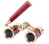 MARMODAY Telescopio binocular con mango para mujer, elegante, telescopio, regalo para mujer, ópera, gafas de oro, binoculares, kit de accesorios para teatro de ópera, carreras de caballos (rojo A)