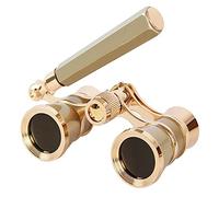 MARMODAY Telescopio binocular con mango para mujer, telescopio elegante, regalo para mujer, ópera, gafas de oro, binoculares, kit de accesorios para teatro de ópera, carreras de caballos (oro)