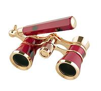 MARMODAY Telescopio binocular con mango para mujer, telescopio elegante, regalo para mujer, ópera, gafas de oro, binoculares, kit de accesorios para teatro de ópera, carreras de caballos (rojo B)