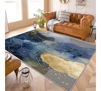 MáRmol Abstracto Moderno Alfombra de Franela con Base TPR Antideslizante - Lavable en la Lavadora Hipoalergénico Azul Pelo Corto Alfombra, para Salón, Dormitorio 80x150 cm