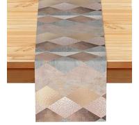 Mármol Argyle de Cobre y Oro Rosa ruborizado,Camino de Mesa de Lino sintético para el hogar, Fiestas, comedores, 33 x 183 cm