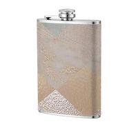 Mármol Argyle de cobre y oro rosa ruborizado,Frasco de acero inoxidable 304 de 8 oz con funda de cuero sintético, frasco de bolsillo para licor plano para exteriores