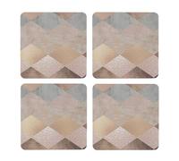 Mármol Argyle de Cobre y Oro Rosa ruborizado,Posavasos Cuadrados de Corcho MDF, Almohadilla para Tazas, Juego de 4 Posavasos para Bebidas