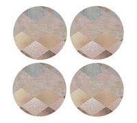 Mármol Argyle de Cobre y Oro Rosa ruborizado,Posavasos Redondos de Corcho MDF, Almohadilla para Tazas, Juego de 4 Posavasos para Bebidas