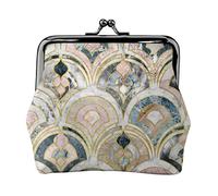 Mármol Art Deco Azulejos Pasteles Suaves Monedero de Cuero para Mujer, Bolsa de Cambio pequeña con Cierre de Cierre con Cierre de Beso Monedero con Hebilla para Regalo de niña