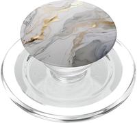 Mármol Blanco con patrón Dorado y Azul PopSockets PopGrip para MagSafe