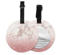 Mármol blanco con purpurina dorada rosa falsa ombré,Etiquetas de equipaje de cuero sintético con nombre, etiquetas de viaje duraderas, 2 unidades