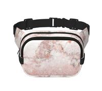 Mármol Blanco con Purpurina Dorada Rosa Falsa ombré,Riñonera Cuadrada de Doble Capa, Bolso de Viaje, Bolso Informal para el Pecho.