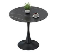 Mármol Circular Mesa De Comedor Mesa De Centro Con Patas De Metal 80 Cm Redondo Tienda De Té Con Leche Mesa De Negociación Y Silla Para La Sala De Estar, Pequeña Mesa De Comedor(Size:90cm,Color:negro)