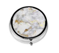 Mármol de oro italiano, Pastillero, Pastillero redondo Pequeño contenedor de pastillas Organizador de pastillas de viaje